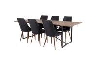Spisestol Leone & Padang 2-pakk – svart + rektangulært spisebord 250 x 100 – natur