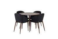 Spisestol Arch & Plaza 2-pakk + Spisebord rundt ⌀100 – svart og valnøtt