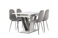 Spisegruppe 120 x 80 + spisestol 2-pakk – hvit og lys grå