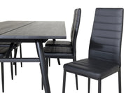 Spisegruppe Sleek & Slim 195 x 95 + spisestol 2-pakk – svart