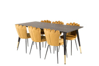 Spisestol Limhamn & Dipp 2-pakk + rektangulært spisebord 180 x 90 – gul og svart