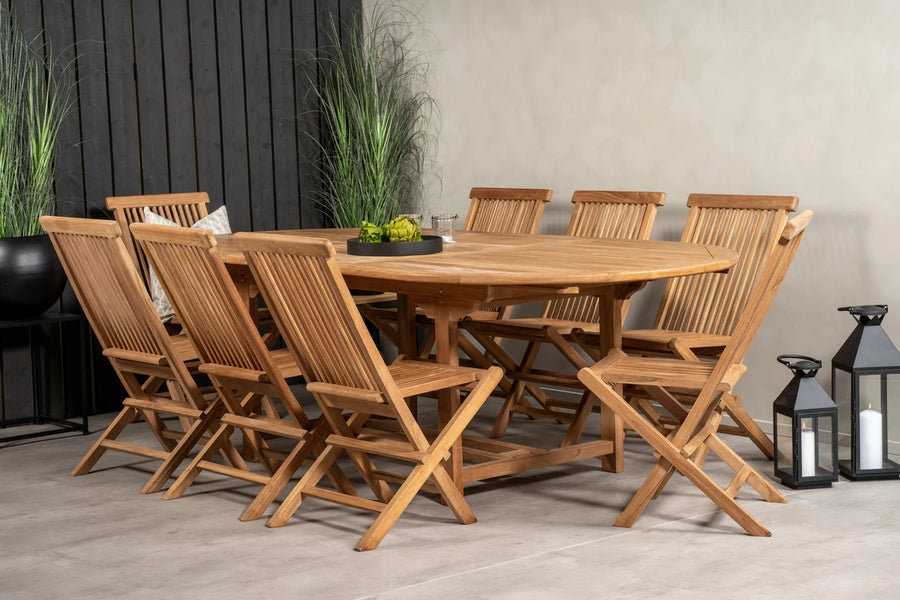 Spisestol Kenya 2-pakk + Spisebord ovalt 180 x 120 – natur
