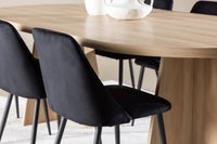 Spisestol Night & Bootcut 2-pakk – svart + Spisebord ovalt 230 x 115 – natur