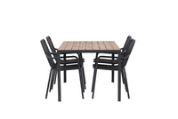 Spisebord 150 x 90 + spisestol 2-pakk – mørkegrå og svart