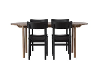 Spisestol Montros & Andy 2-pakk – svart + Spisebord ovalt 180 x 90 – natur