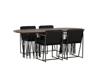 Spisestol Richmond & Stone 2-pakk + Spisebord ovalt 220 x 100 – svart og mocca