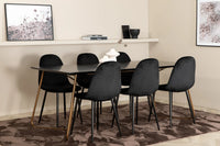 Spisegruppe Petra & Polar 190 x 90 + spisestol 2-pakk – svart