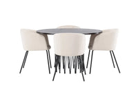 Spisegruppe rund ⌀120 – beige og mokka