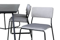 Spisestol Kenth & Petra 2-pakk + Rektangulært spisebord 190 x 90 – grå og svart