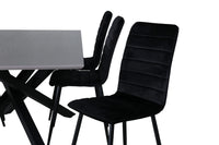 Spisestol 2-pakk + Rektangulært spisebord 180 x 90 – svart