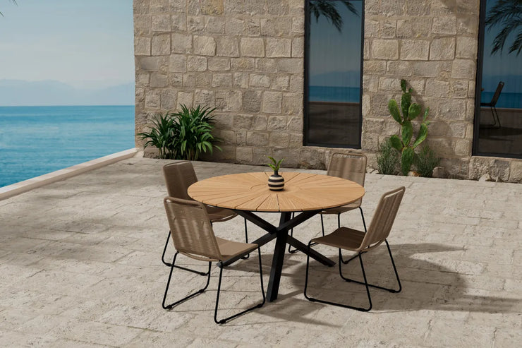 Spisegruppe Mexico & Lindos rund ⌀140 2-pakk – svart og brun