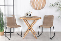 Kafébord Cane & Lindos ⌀80 + spisestol 2-pakk – natur og brun