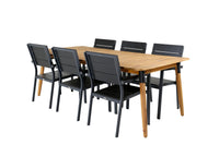Spisegruppe Julian & Levels rektangulær 210 x 100 + spisestoler 2-pakk – natur og svart