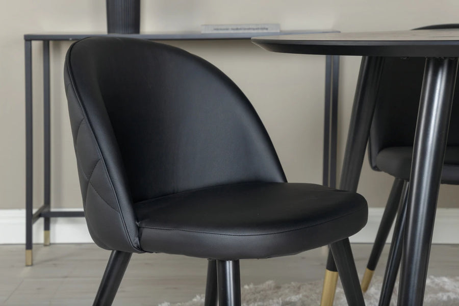 Spisegruppe Rund ⌀115 + 2-pakk spisestoler – svart