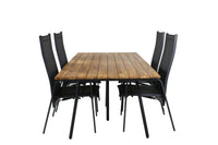 Spisebord Chan & Copacabana rektangulært 200 × 100 + lenestol 2-pakk – natur og svart