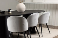 Spisestol Velvet & Bootcut 2-pakk + Ovalt spisebord 230 x 115 – grå og svart