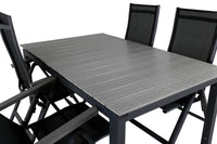 Posisjonsstol Albany & Levels 2-pakk + Spisebord 160 x 100 – svart