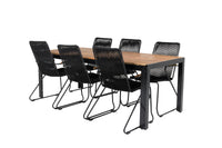 Spisegruppe Bois rektangulært spisebord 205 x 90 + spisestoler 2-pakk – natur og svart