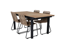 Spisegruppe Mexico & Lindos 180 x 90 + 2-pakk spisestoler – natur og brun