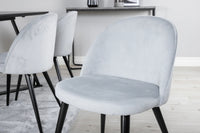 Spisegruppe Marina & Velvet 180 x 90 + spisestol 2-pakk – svart og lys grå