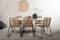 Spisebord Lina & Lindos 200 x 90 + Spisestol 2-pakk – beige og brun