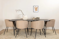 Spisegruppe Berit & Uno 200 x 90 – beige og svart