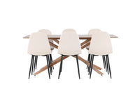 Spisestol Polar & Piazza 2-pakk beige + rektangulært spisebord 180 x 90 – mocca