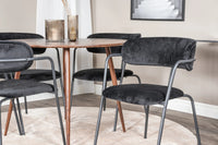 Spisestol Arrow & Plaza 2-pakk + Spisebord rundt ⌀100 – svart og valnøtt