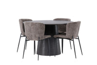 Spisestol Modesto & Lanzo 2-pakk + Runde spisebord ⌀120 – brun og mokka