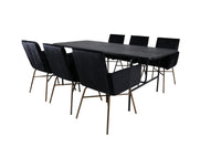 Spisestol Petra & Uno + Rektangulært spisebord 200 x 90 – svart
