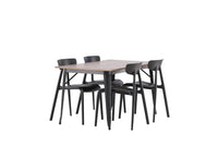 Spisegruppe Tempe & Ursholmen rektangulær 140 x 80 + spisestol 2-pakk – valnøtt og svart