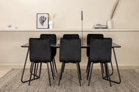 Spisebord Petra & Windu 190 x 90 + spisestol 2-pakk – svart