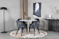 Spisegruppe Plaza & Velvet rund ⌀100 + 2-pakk – hvit og svart
