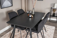 Spisestol Gemma & Inca 2-pakk + rektangulært spisebord 160 x 85 – svart