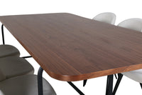 Spisebord Uno & Velvet rektangulært 200 x 90 + spisestol 2-pakk – natur og fløte