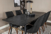 Spisegruppe Gold & Leone 180 x 85 + spisestol 2-pakk – svart