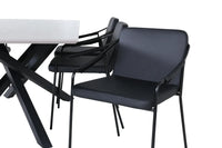 Spisestol Tvist & Piazza 2-pakk + Rektangulært spisebord 180 x 90 – svart