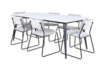 Spisegruppe Jimmy & Kenth 195 x 90 + 2-pakk spisestoler – hvit og grå
