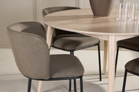 Spisestol Edina & Flora 2-pakk – brun + Spisebord rundt ⌀120 – hvitkalket