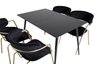 Spisestol Arrow & Silar 2-pakk + Rektangulært spisebord 120 x 80 – svart