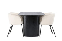 Spisegruppe Berit & Isolde + Ovalt 180 x 90 – beige og svart
