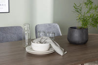 Spisestol Rosie & Andy 2-pakk + Ovalt spisebord 180 x 90 – grå og natur