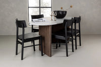 Spisestol 2-pakk – svart + Ovalt spisebord 180 x 90 – lys grå