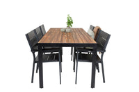 Spisestol 2-pakk – svart + Rektangulært spisebord 205 x 90 – natur