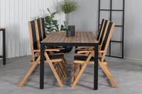 Spisestol Little John 2-pakk – svart + Spisebord rektangulært 205 x 90 – natur