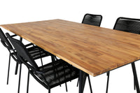 Spisegruppe Chan & Lindos 200 × 100 + spisestol 2-pakk – natur og svart