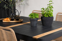 Spisegruppe Togo & Lindos rektangulært 150 x 90 med 2-pakk spisestoler – svart og brun