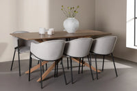 Spisestol Evelina & Piazza 2-pakk + rektangulært spisebord 180 x 90 – grå og mocca