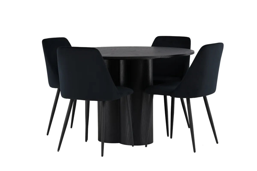 Spisegruppe Olivia & Night rund ⌀110 + 2-pakk spisestoler – svart