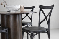Spisestol Crosett & Olivia 2-pakk + Rundt spisebord ⌀110 – svart og mokka